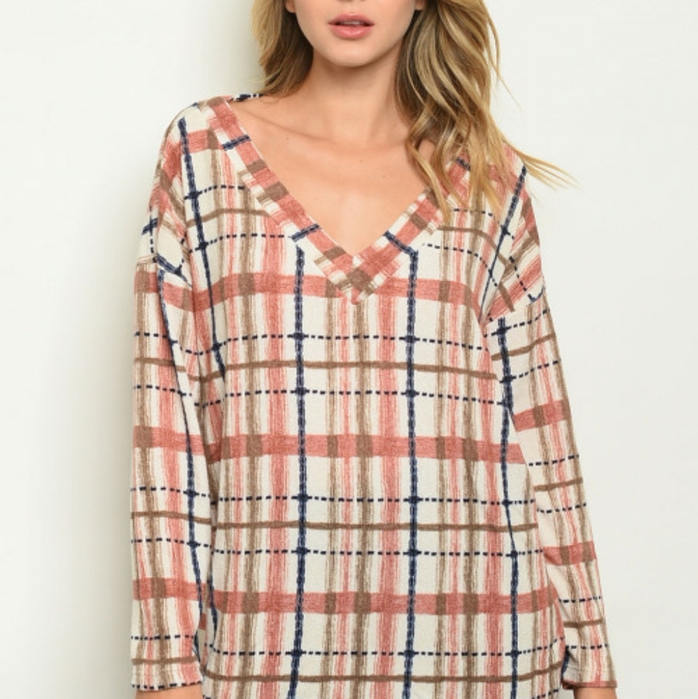 Mauve checkered tunic top